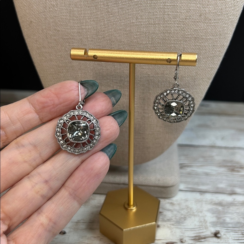 Givenchy Silver Crystal Drop Earrings